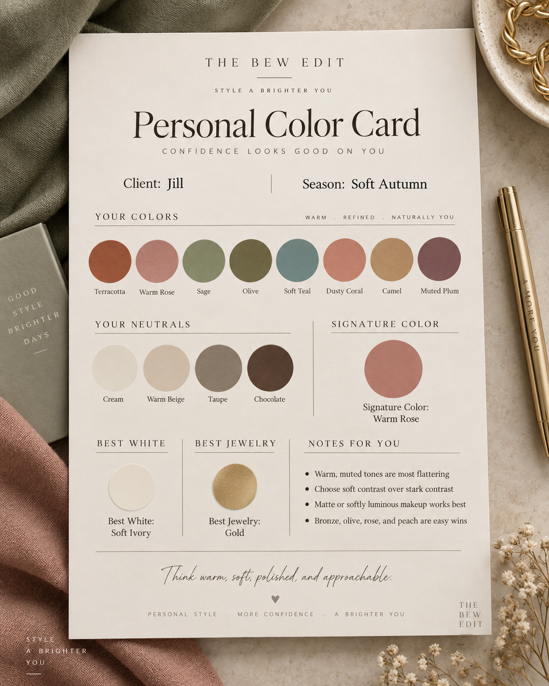 Personalized color card from The Bew Edit